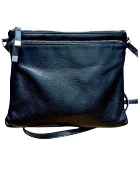 Margot Soft Slim Black Pebbled Leather Shoulder Crossbody Bag Adjustable